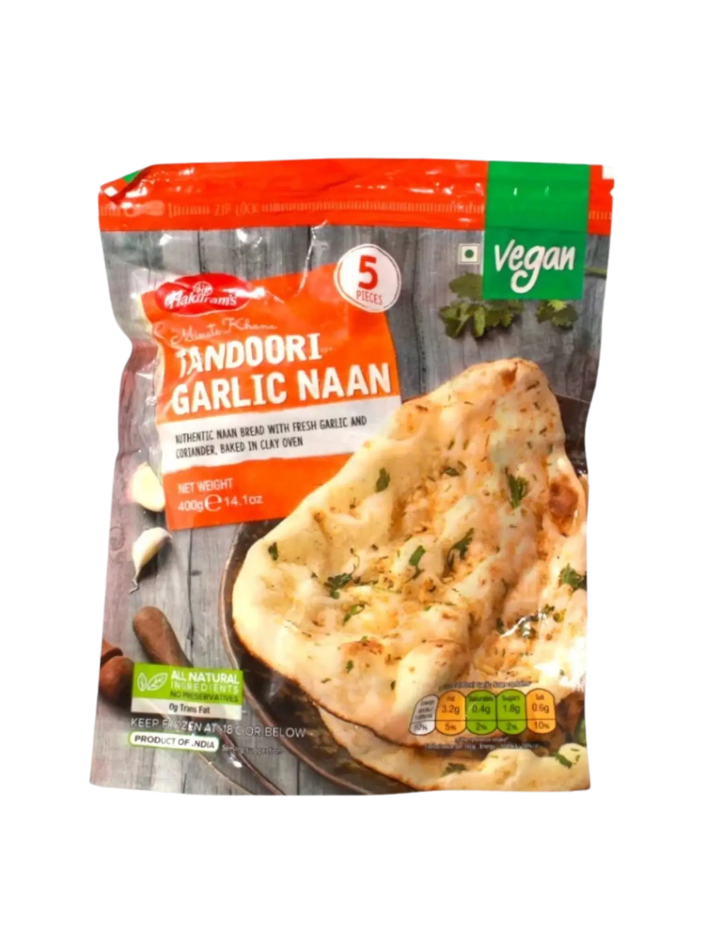 Haldiram Tandoori Garlic Naan(Vegan) 400g