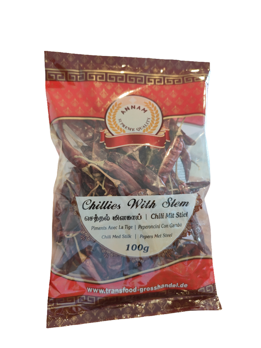 Annam Dried Red Chillies (with Stem) 100g